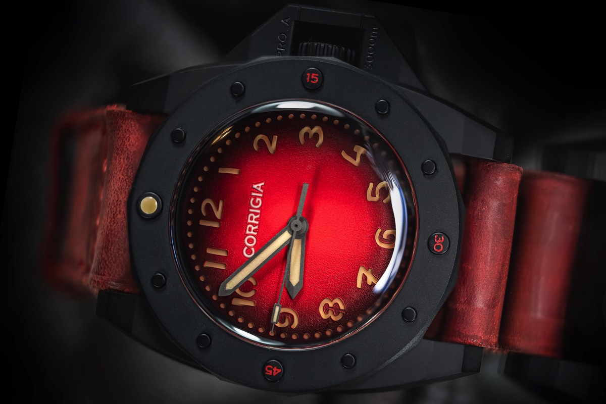 Corrigia02 DLC Red Diver Watch