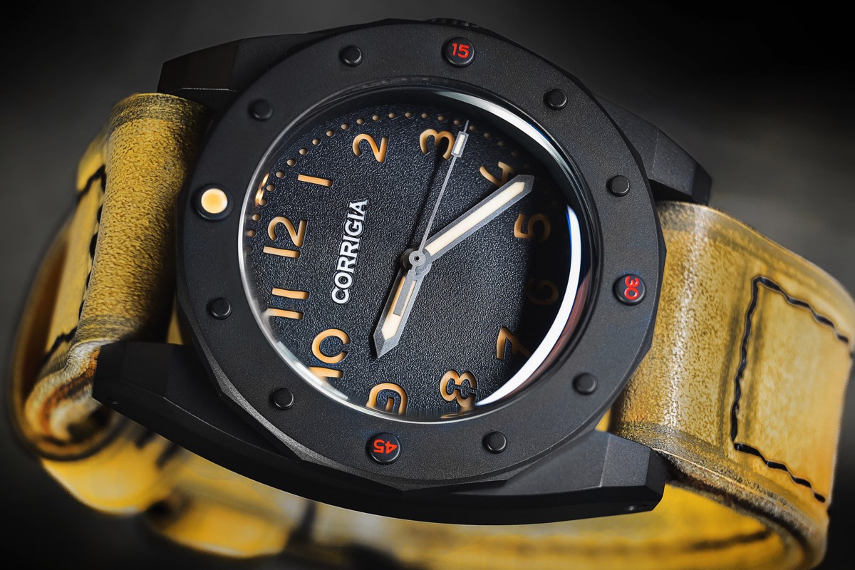 Corrigia02 DLC Black Diver Watch